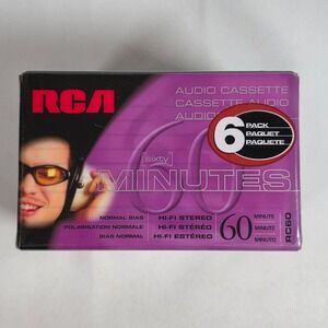 RCA RC60 Audio Cassette Tapes 6 Pack 60 Minute Normal Bias Type I Sealed 2003